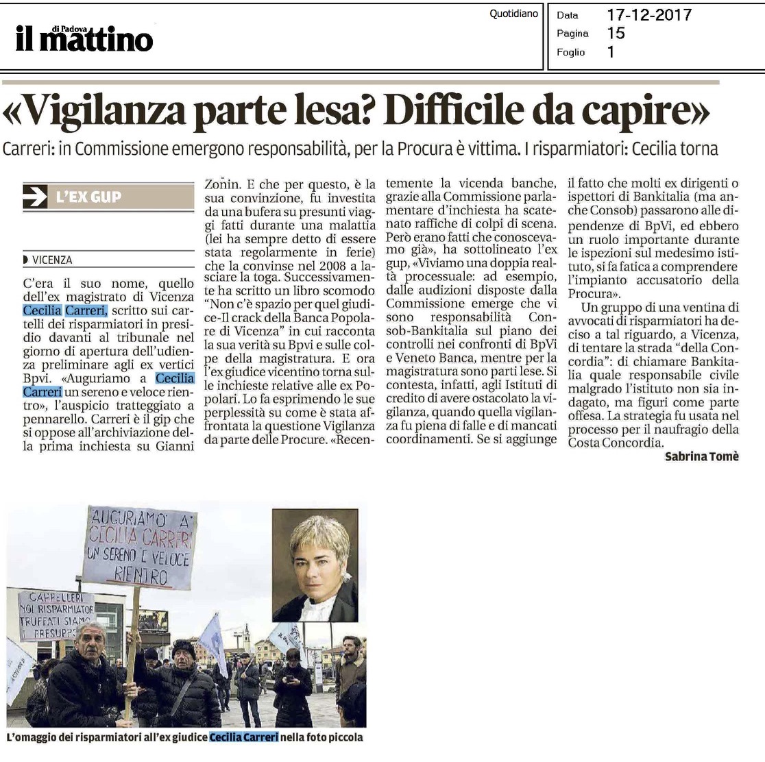 Mattino Padova cecilia carreri