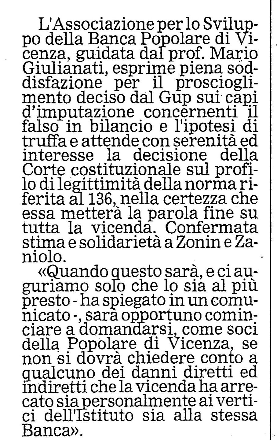 comunicato giulianati